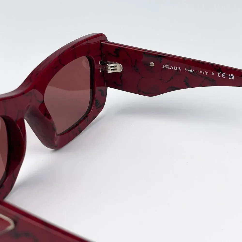 Prada PR13ZS 15D08S Sunglasses Etruscan Marble Red Dark Violet Cat Eye Women - Picture 15 of 15